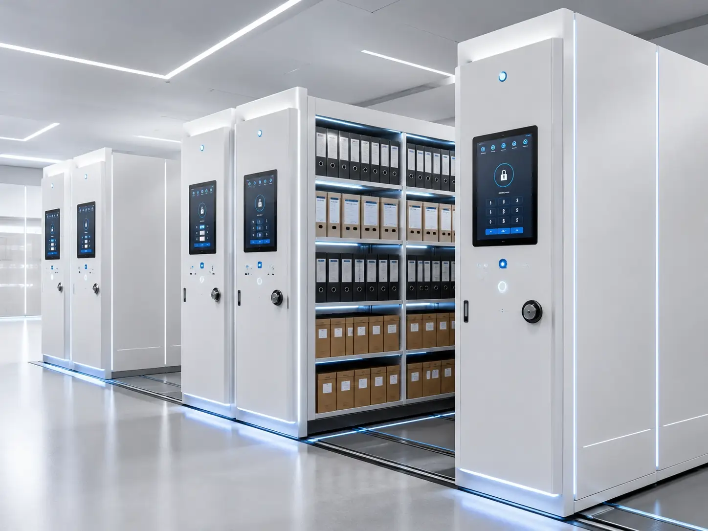 Enterprise document storage solutions with smart mobile shelving for secure business records