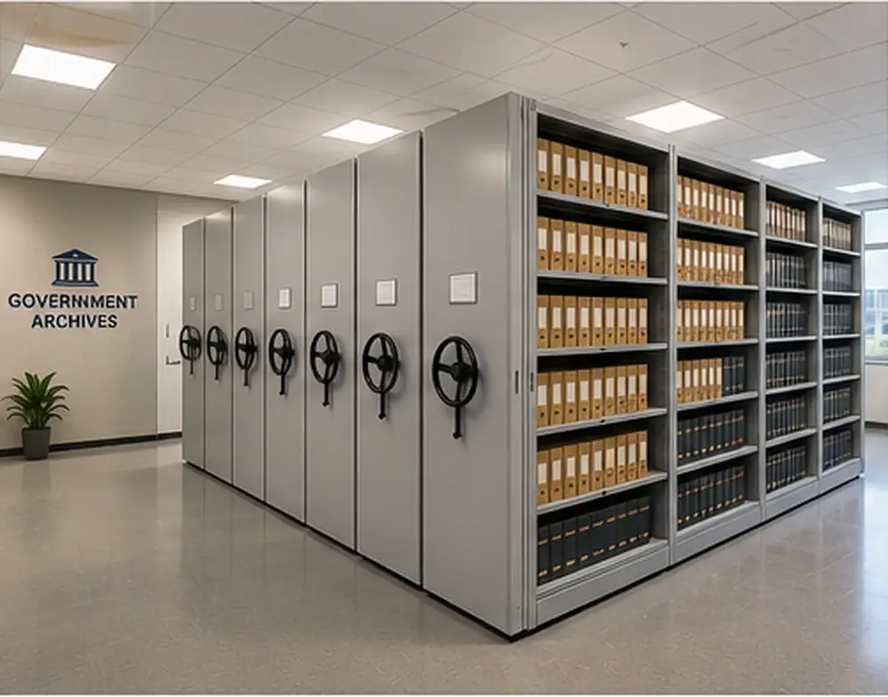 Smart mobile shelving for government archive storage