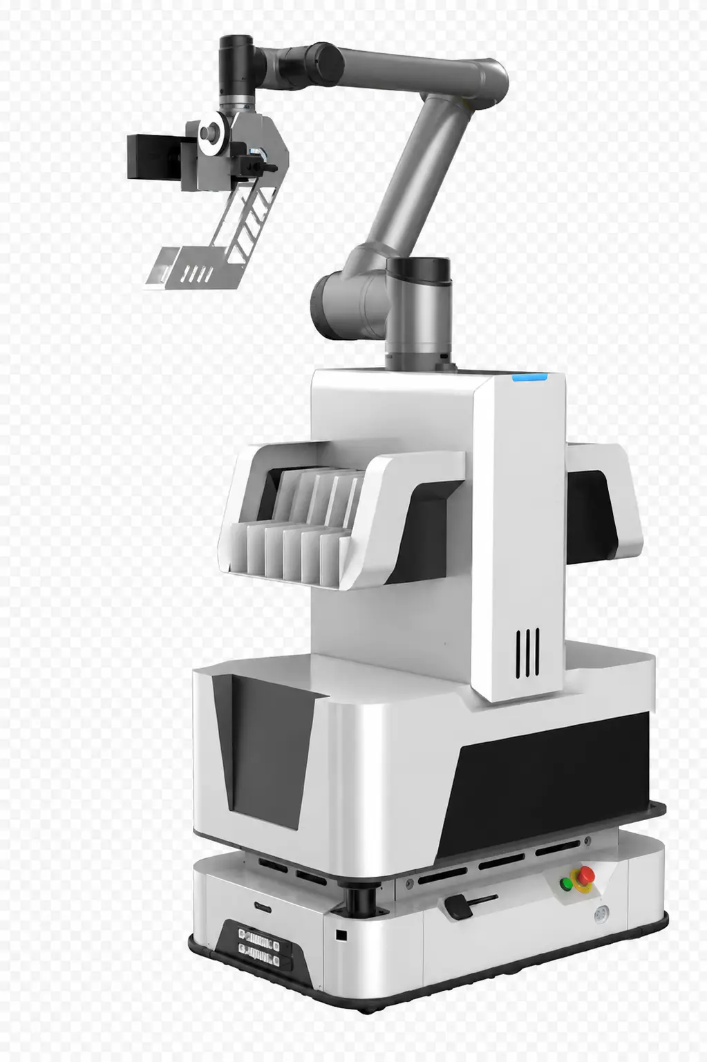 AGV archive robot with a six-axis robotic arm and archive handling unit