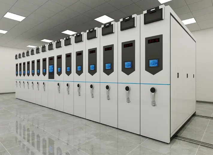 Electric mobile shelving system control panel view